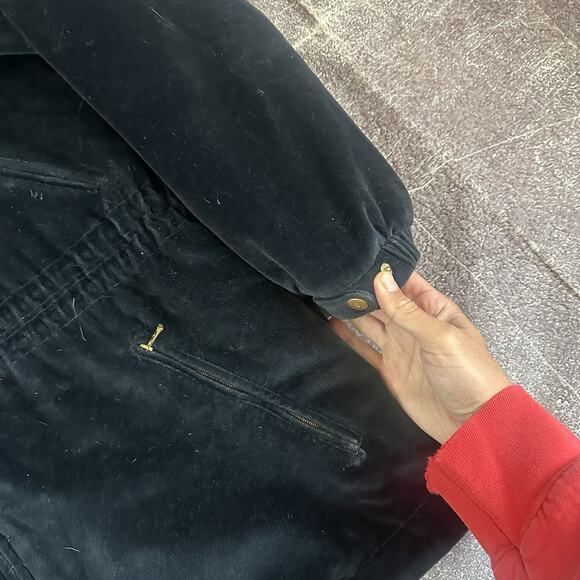 Women's Vintage 80's Bogner USA Navy Blue Velour Raccoon Fur Winter Jacket Sz 10 - Picture 2 of 6